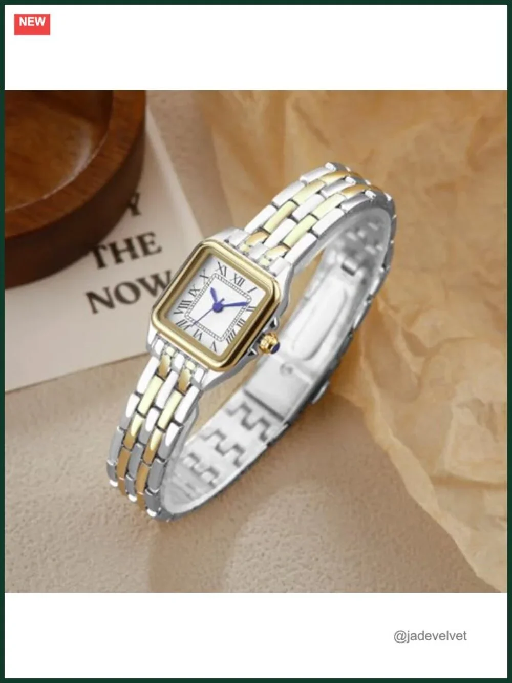 Square Roman Numeral Dial Gold Plated Watch Quartz